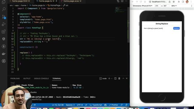 String Replace functionality - Ionic Angular TypeScript смотреть онлайн