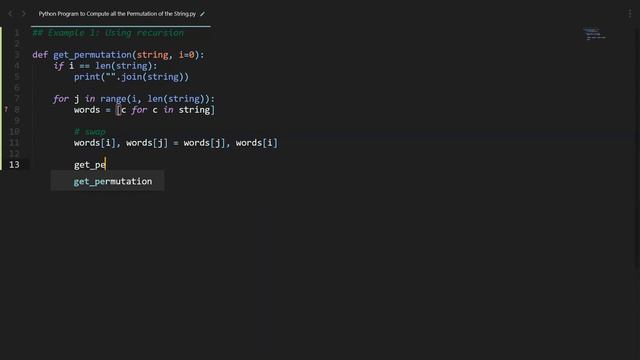 Compute all the Permutation of the String in Python | Python Examples | Python Coding Tutorial смотреть онлайн
