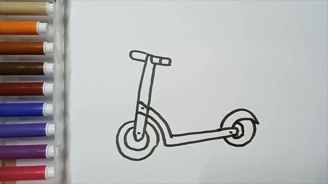 Bolalar uchun rasmli skuter chizish. Рисунок самоката для детей. Drawing picture scooter for kids. смотреть онлайн