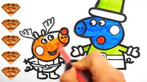 Свинка Пеппа Мультик Видео Раскраска для Детей Учим цвета Раскрашиваем Пеппу и Джорджа на Новый Год