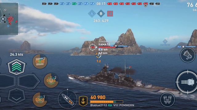 Pommern: High Caliber, 197k dmg, 1 kill - World of Warships: Legends (mobile) смотреть онлайн