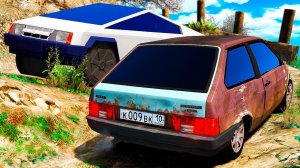 УБИТЫЙ ВАЗ 2108 И КИБЕРВАЗ НА БЕЗДОРОЖЬЕ ПРОВЕРКА НА ПРОХОДИМОСТЬ  ГТА 5 МОДЫ РАЙЛЮХА