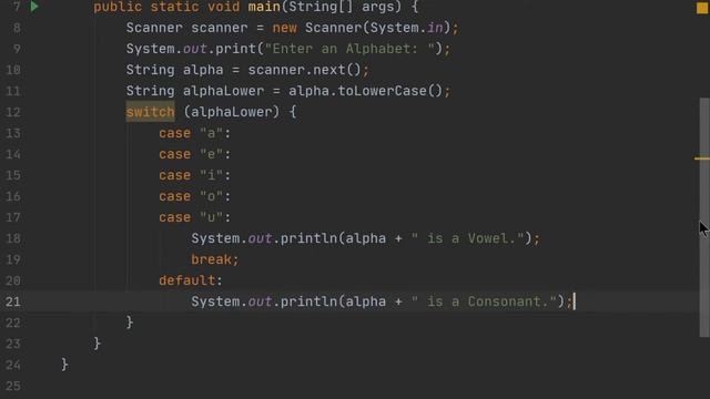 Java Program to Check Whether an Alphabet is Vowel or Consonant using switch case смотреть онлайн