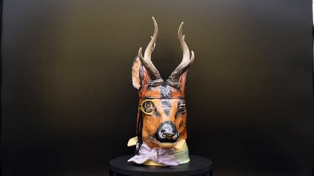 АНТИКВАРНАЯ ФИГУРНАЯ КРУЖКА ИЗ ФАРФОРА ГОЛОВА ОЛЕНЯ, Schierholz & Sohn Stein смотреть онлайн
