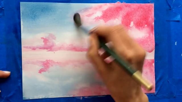 Watercolor and White Gouache CLOUDS Painting Demonstration смотреть онлайн