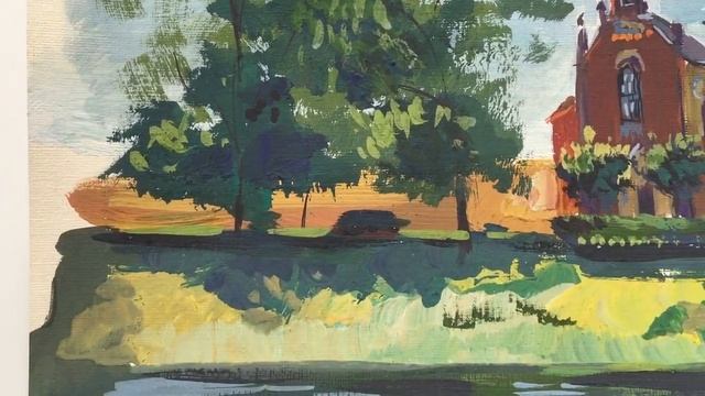 Painting Lutheran Church in Pushkin. Gouache on paper. Картина Лютеранская церковь в Пушкине. Гуашь смотреть онлайн