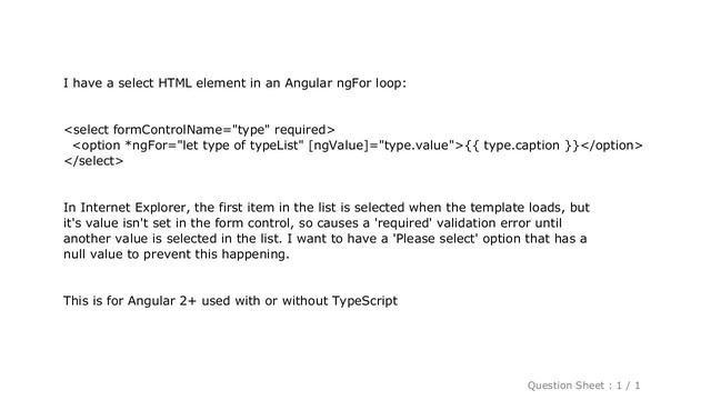 HTML : How to have a default "please select" option on an Angular select element with a null value смотреть онлайн