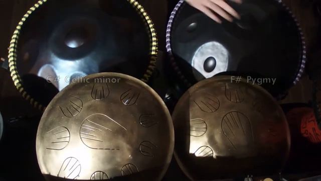 Harmony of playing on two Chill Radar Handpan C# Celtic minor F# Pygmy / shamanic.ru смотреть онлайн