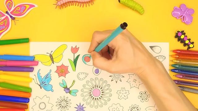 Трафарет для детей цветы и бабочки смотреть онлайн