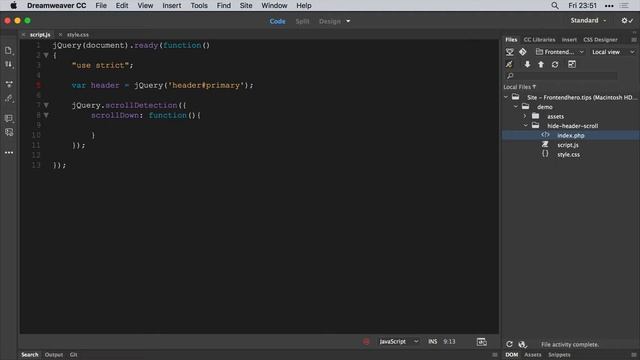 Show/hide header on scroll detection смотреть онлайн