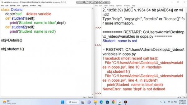 Variables in Oops concept in Python | Python Tamil Tutorial | தமிழில் | Class : 13