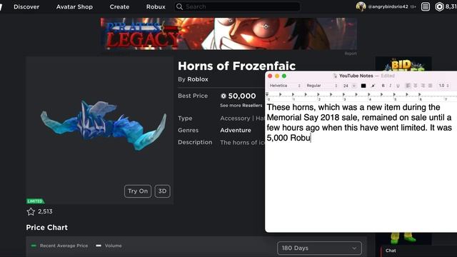 ROBLOX: Horns of Frozenfaic GOES LIMITED?! смотреть онлайн