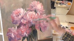 Как нарисовать нежные РОЗОВЫЕ ПИОНЫ маслом | Flowers Painting.