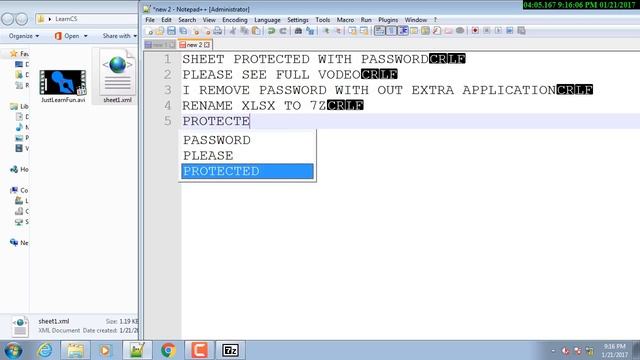 How to Remove Excel sheet password with Notepad++ смотреть онлайн