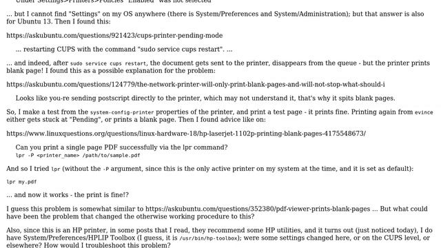 Ubuntu: Printer first has status pending, then prints a blank page смотреть онлайн