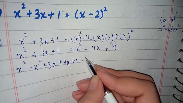 Check whether the following are Quadratic Equation x^2+3x+1=(x-2)^2 смотреть онлайн
