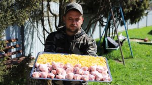 Когда нет времени, готовлю ленивые макароны с курицей в казане на костре