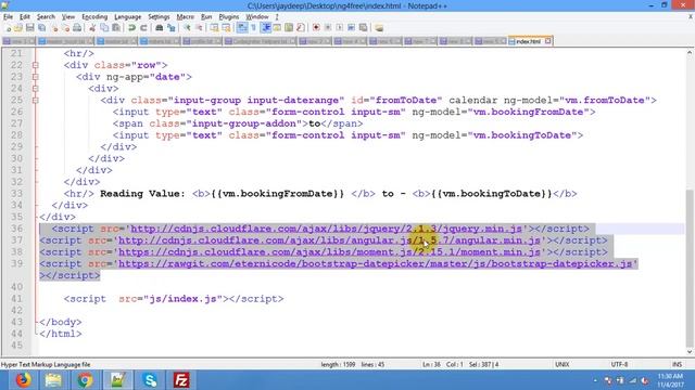 Date Range Picker AngularJS Example смотреть онлайн