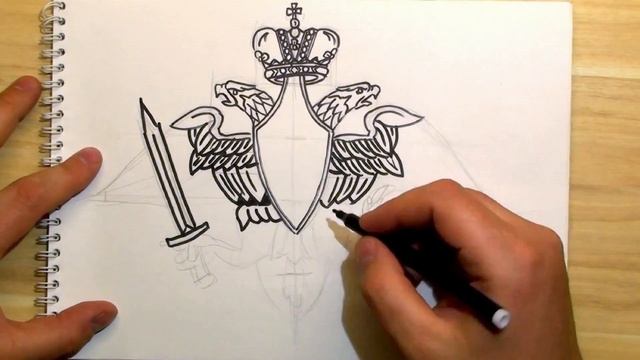 КАК НАРИСОВАТЬ ГЕРБ МИНИСТЕРСТВА ОБОРОНЫ РОССИИ. How To Draw A Coat Of Russian Army