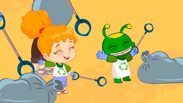 Groovy The Martian sings Wheels on The Bus song | Nursery Rhymes for kids смотреть онлайн