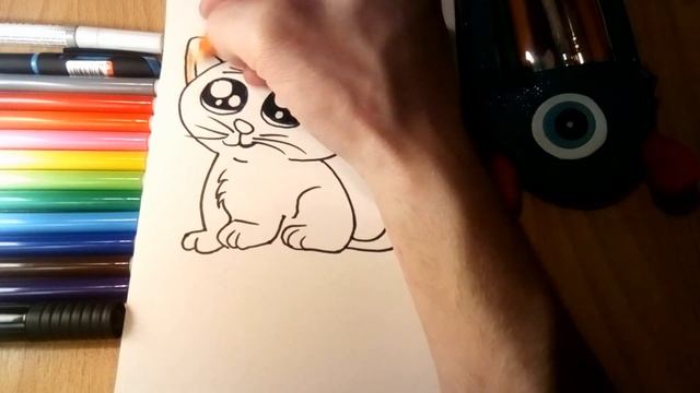 simple drawing / простые рисунки #13 Рисуем котёнка , вместе с вами смотреть онлайн