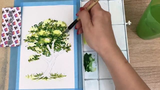 Рисунок дерева акварелью смотреть онлайн