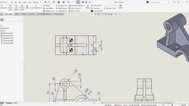 How to convert 3D to 2D Drawing & Drafting in solidworks | 3d to 2d in soliworks смотреть онлайн