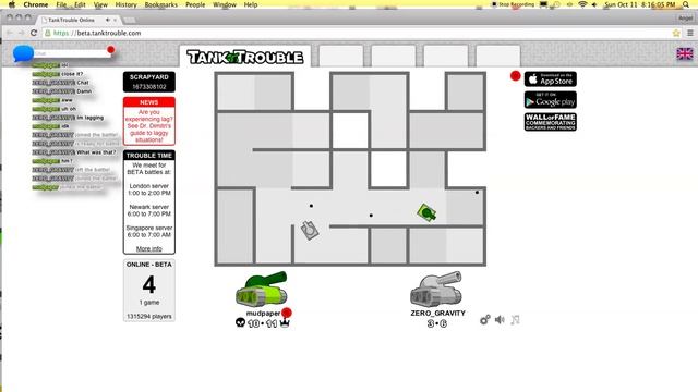 Tank Trouble Online (Beta): mudpaper vs ZERO_GRAVITY! First to 20 смотреть онлайн