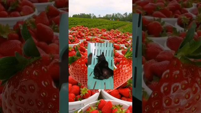 strawberry fruit split with the black cat inside #trendingvideo #shortvideo #viralvideo #fungamepla смотреть онлайн
