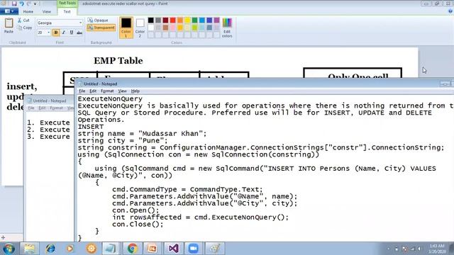 SQL commands Execute Scalar, execute reader, Execute non-query in c# смотреть онлайн