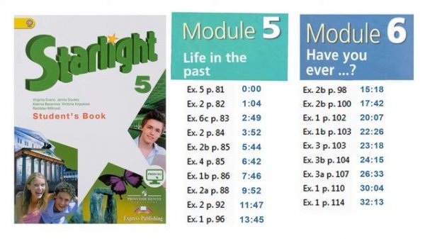 Starlight 5 класс. Module 5. Module 6. Student's book Аудио к учебнику. Старлайт 5 класс. Модули 5,