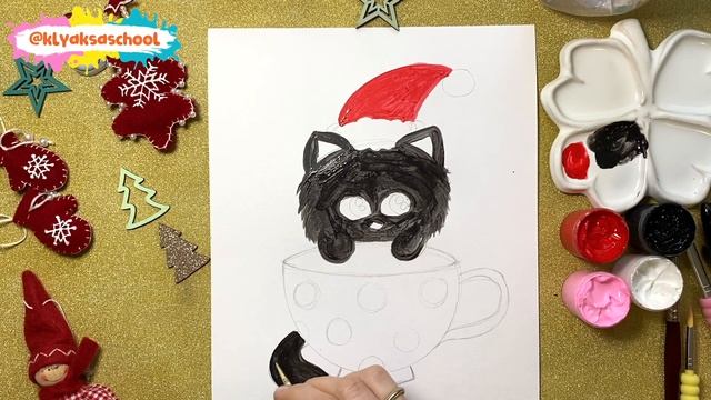 Котик в чашке // урок рисования для детей смотреть онлайн