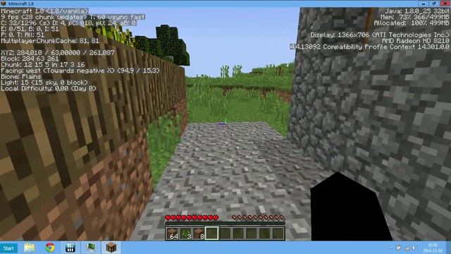 AMD E1-2100 APU + HD 8210 Minecraft Gameplay