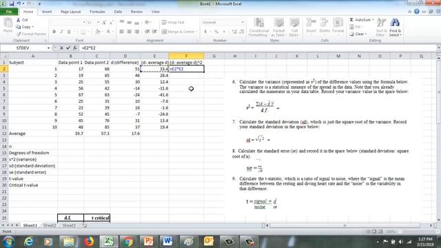 Paired t test example using Excel смотреть онлайн