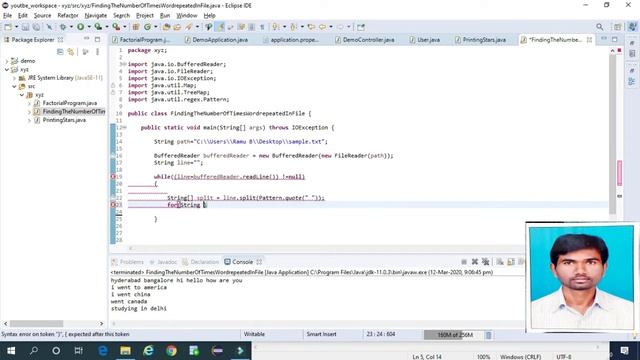 Printing words no of times repeated in file in java смотреть онлайн