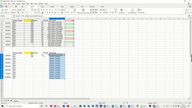 Weight loss tracker in Libreoffice Calc смотреть онлайн