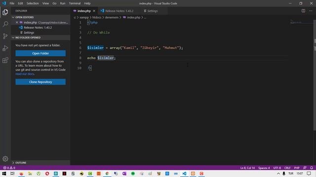 PHP Dersleri - 8 - Diziler (Array) смотреть онлайн