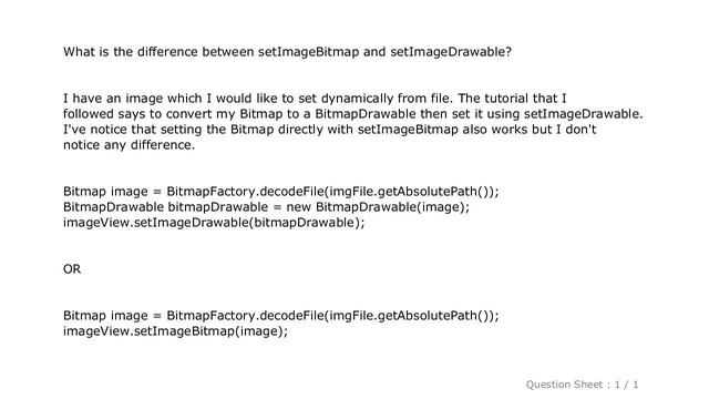 Android : Android - ImageView: setImageBitmap VS setImageDrawable смотреть онлайн