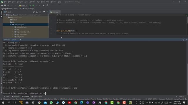 Django project setup in PyCharm IDE using venv смотреть онлайн