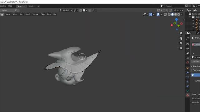 Timelapse cartoon witch sculpting in Blender смотреть онлайн