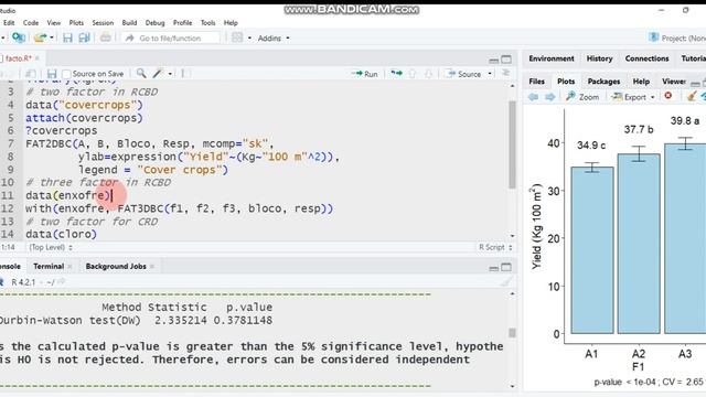 Factorial analysis (two and three way anova) In R using AgoR package смотреть онлайн