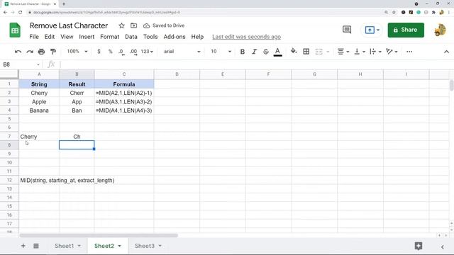 How to Remove the Last Character from a String in Google Sheets смотреть онлайн