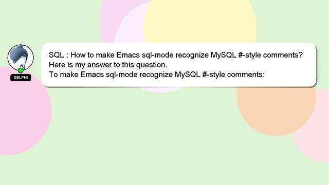 SQL : How to make Emacs sql-mode recognize MySQL #-style comments? смотреть онлайн