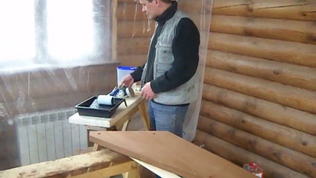 покраска лестницы. Этап грунтовка. ролик третий. смотреть онлайн