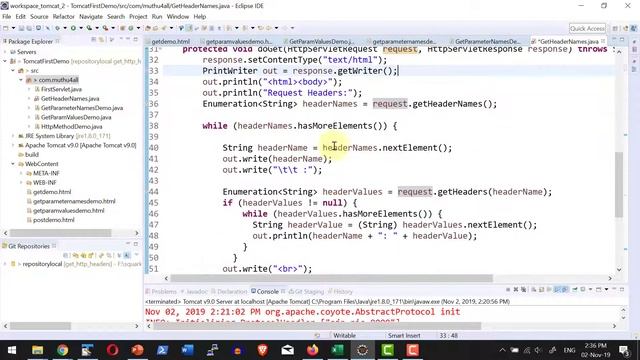 Apache Tomcat - JSP - Servlet -  get headers - Video 21