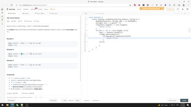 LeetCode 290 | Word Pattern | HashMap | Java смотреть онлайн
