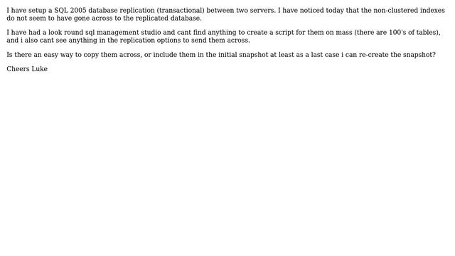 DevOps & SysAdmins: SQL 2005 Replicated Database Indexes смотреть онлайн