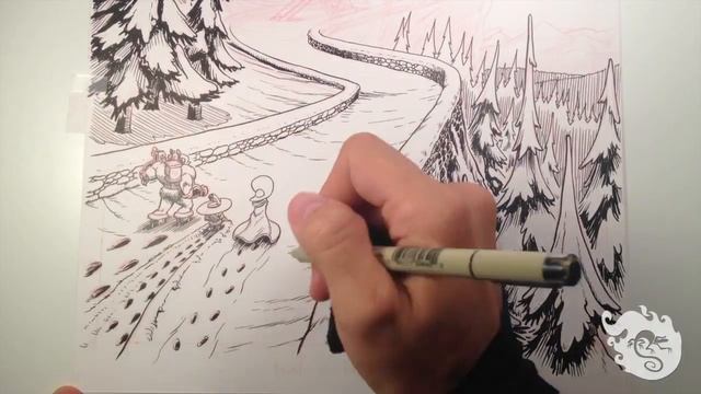 Comic Page Inking #4 - Bad Giant Hunters - Time Lapse Drawing смотреть онлайн