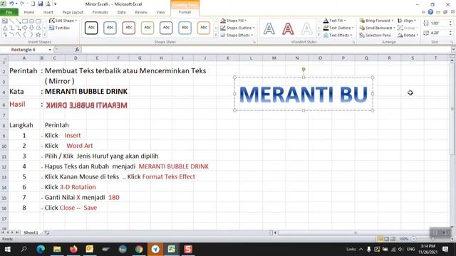 Cara Membuat Teks Terbalik / Mencerminkan Teks / Mirror di Excel !!! смотреть онлайн