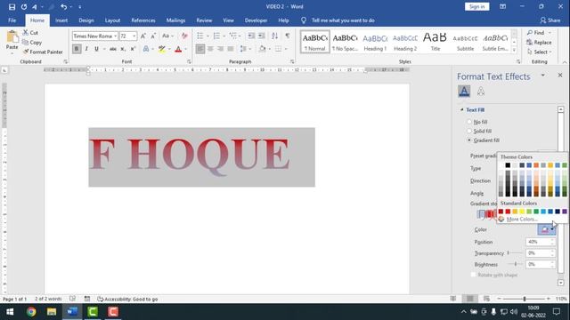 how to Use Gradient Rainbow Coloring in Text on MS Word (2003-2021) | F HOQUE | смотреть онлайн